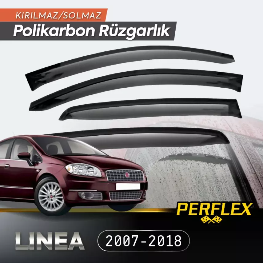 Perflex Polikarbon Kırılmaz Rüzgarlık V2 Mugen Fiat Linea 2007-2018 - 1