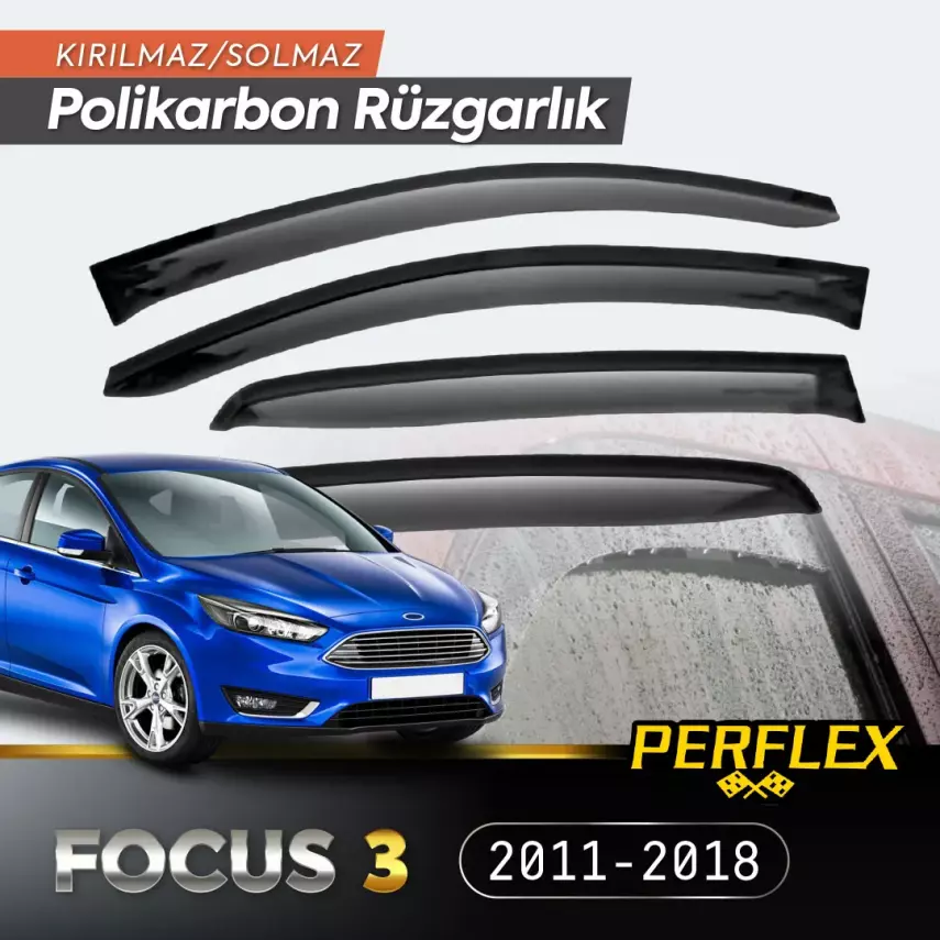 Perflex Polikarbon Kırılmaz Rüzgarlık V2 Mugen Fiat Linea Mugen Ford Focus 3 2011-2018 - 1