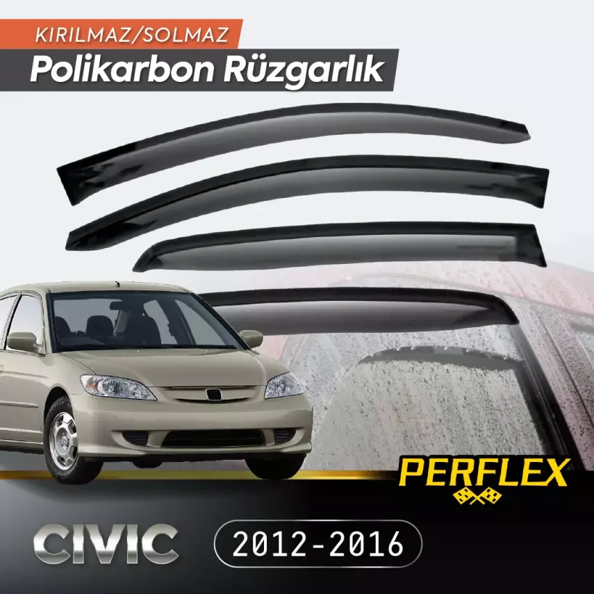 Perflex Polikarbon Kırılmaz Rüzgarlık V2 Mugen Honda Civic 2001-2006 - 1