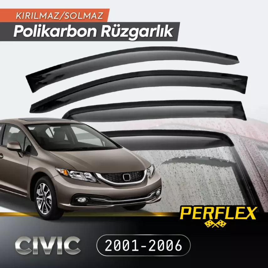Perflex Polikarbon Kırılmaz Rüzgarlık V2 Mugen Honda Civic 2012-2016 - 1