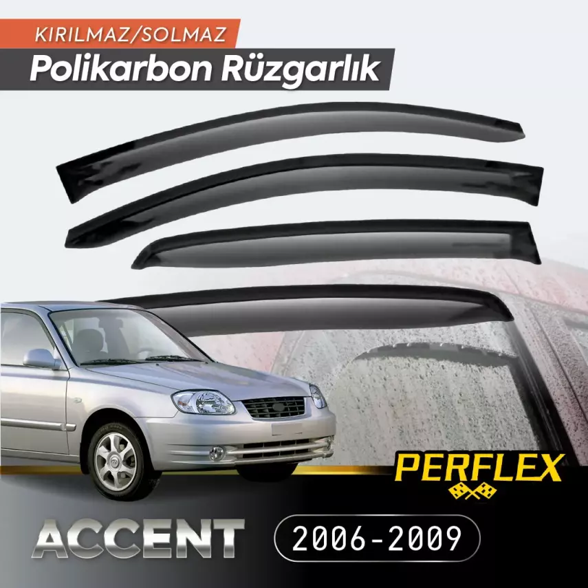 Perflex Polikarbon Kırılmaz Rüzgarlık V2 Mugen Hyundai Accent 2006-2009 - 1