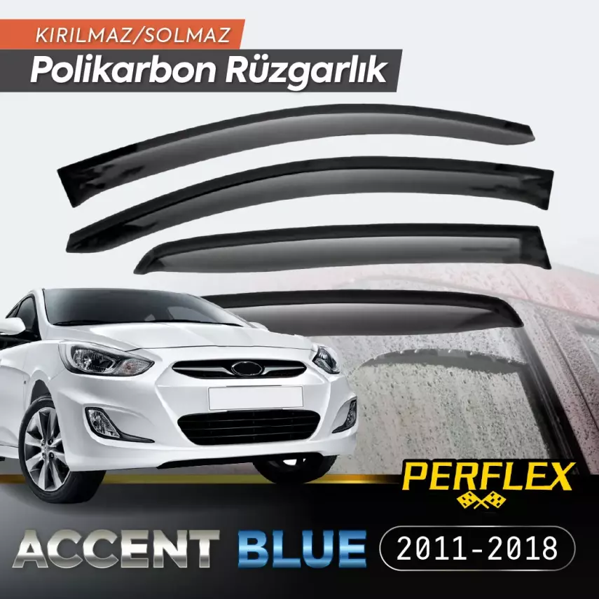 Perflex Polikarbon Kırılmaz Rüzgarlık V2 Mugen Hyundai Accent Blue 2011-2018 - 1