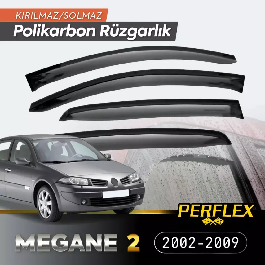 Perflex Polikarbon Kırılmaz Rüzgarlık V2 Mugen Renault Megane 2 2002-2009 - 1