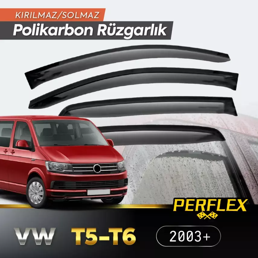 Perflex Polikarbon Kırılmaz Rüzgarlık V2 Mugen VW T5/T6 4'LÜ 2003+ - 1