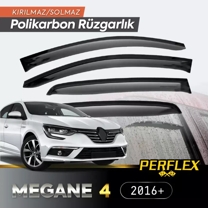 Perflex Polikarbon Kırılmaz Rüzgarlık V2 Renault Megane 4 Sedan Avant 2016+ - 1