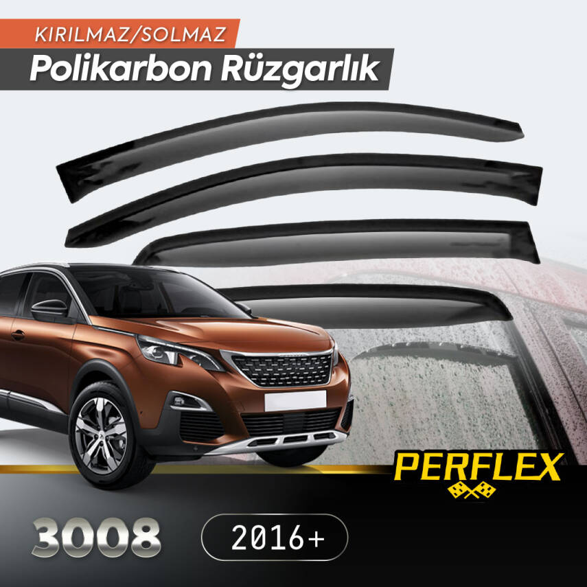 Peugeot 3008 2016+ Cam Rüzgarlığı V2 Düz - 1
