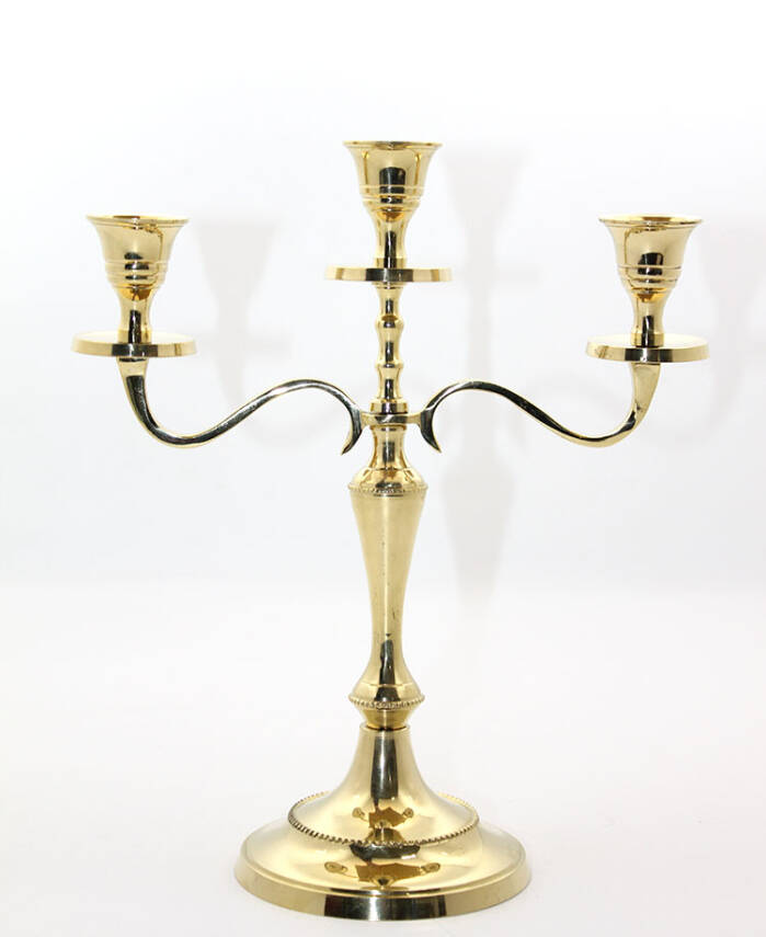 Pirinç 3'lü Şamdan Model 1 - 1