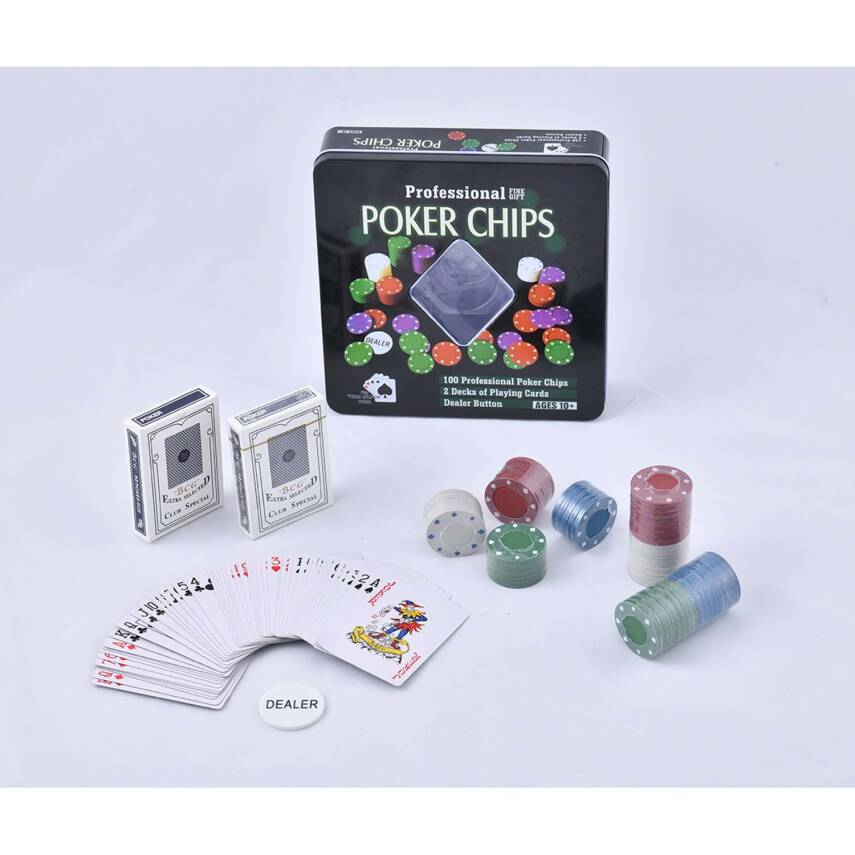 Poker Oyunu 100 Chip Ve 2 Adet İskambil Kağıt Setine Sahip Poker Oyunu No 1 - 1