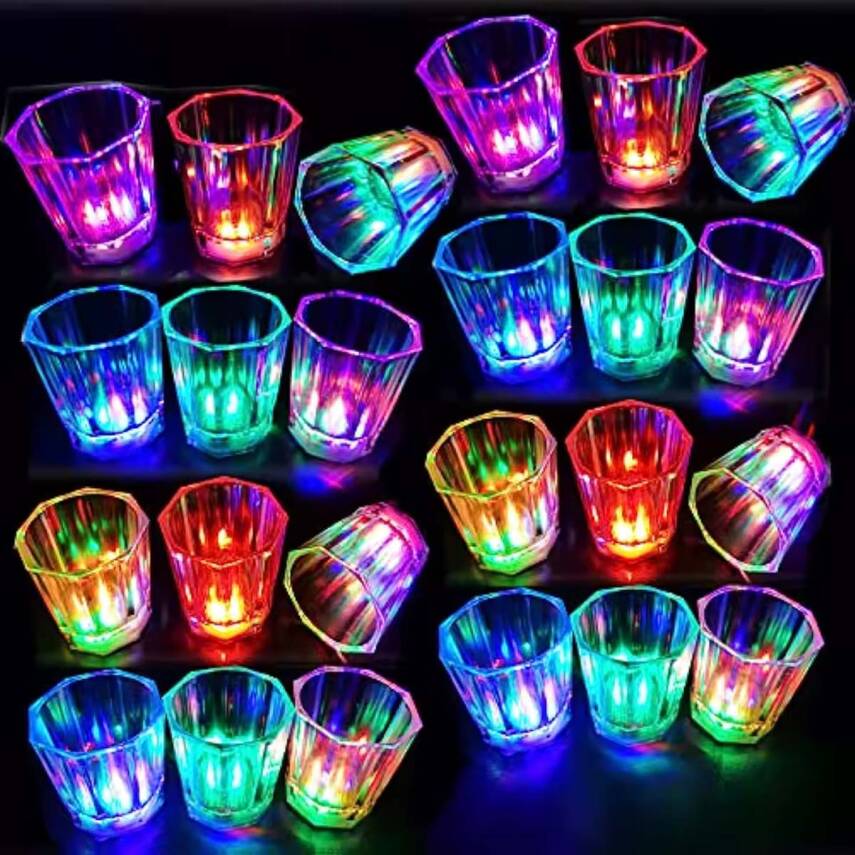 Renkli Led Parlayan Fiber Optik Glow Işıklı Bardak 1 Adet - 3