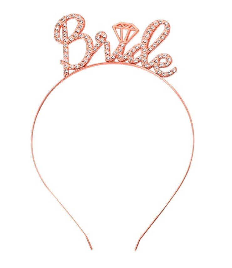 Rose Gold Renkli Taşlı “Bride” Gelin Tacı - 3