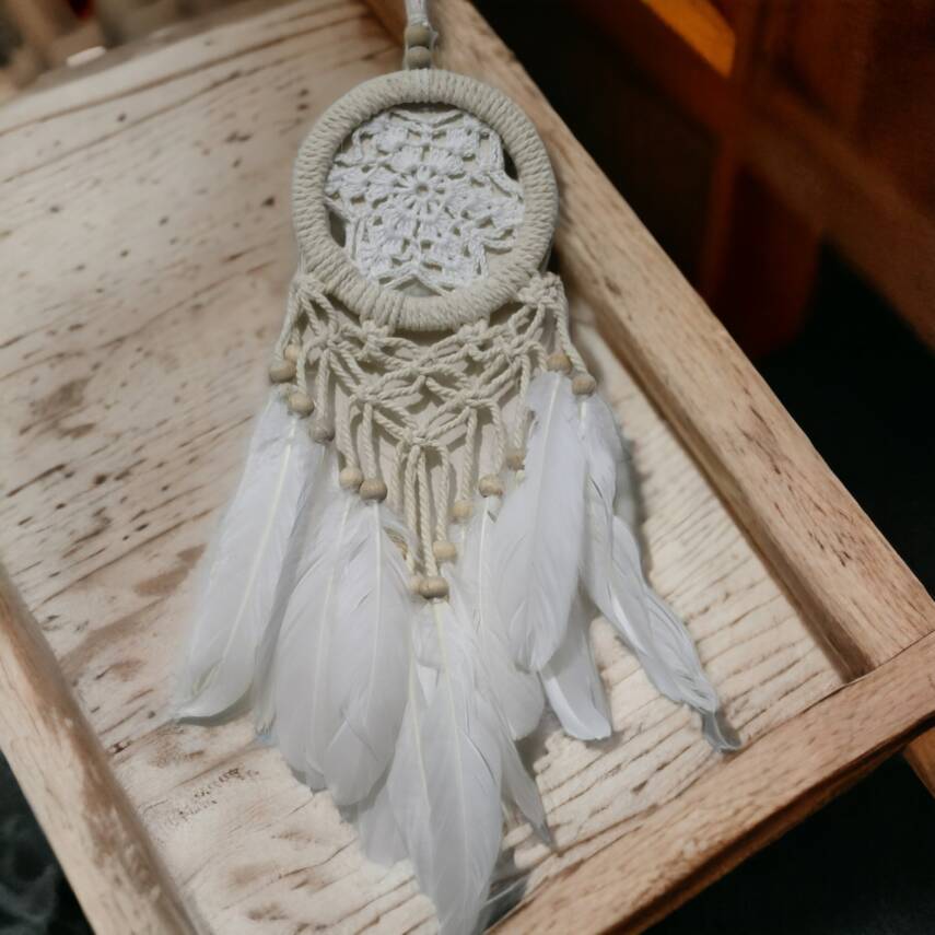 Rüya Kovan Dream Catcher Beyaz Kuş Tüylü - 1