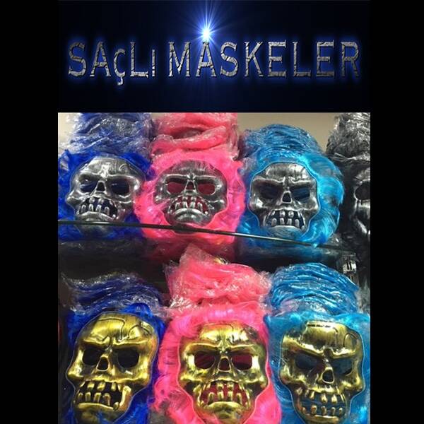 Saçlı İskelet Yüzlü Maskeler - 1