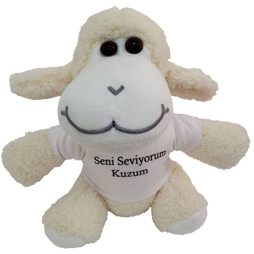 Seni Seviyorum Kuzum Tişörtlü Peluş Kuzu Oyuncak - 1