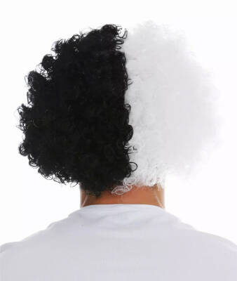 Siyah Beyaz Kıvırcık Afro Bonus Taraftar Peruğu - 2