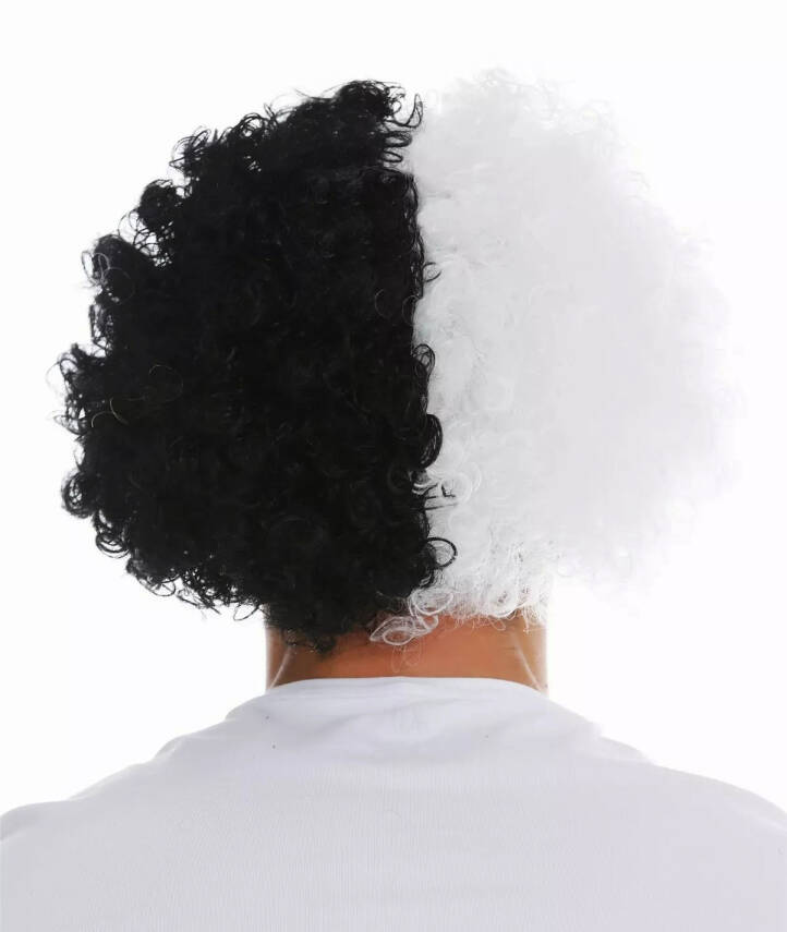 Siyah Beyaz Kıvırcık Afro Bonus Taraftar Peruğu - 2