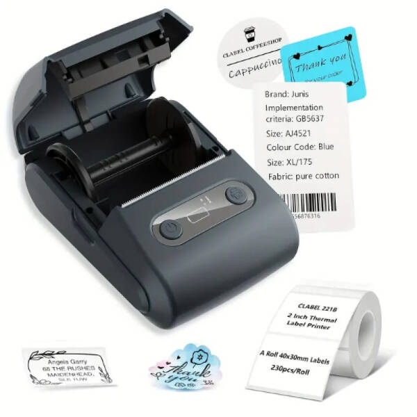 Siyah Kablosuz Portatif Etiket Yazıcısı - 2