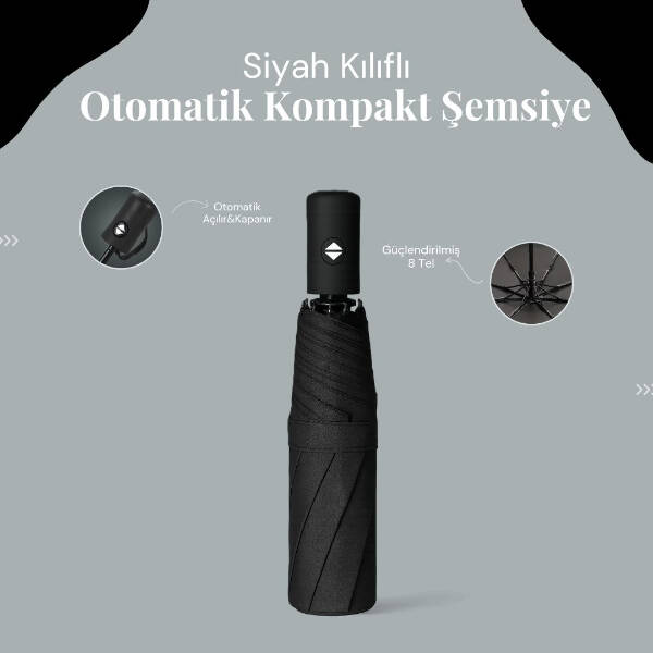 Siyah Kılıflı Otomatik Kompakt Şemsiye - 1