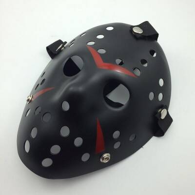 Siyah Kırmızı Çizgili Jason Hannibal Maskesi - 2