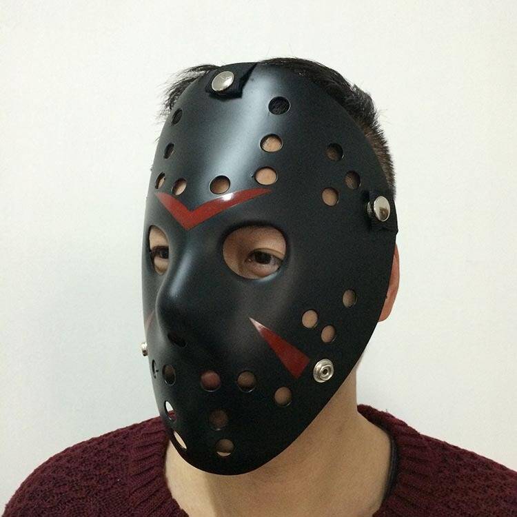 Siyah Kırmızı Çizgili Jason Hannibal Maskesi - 3