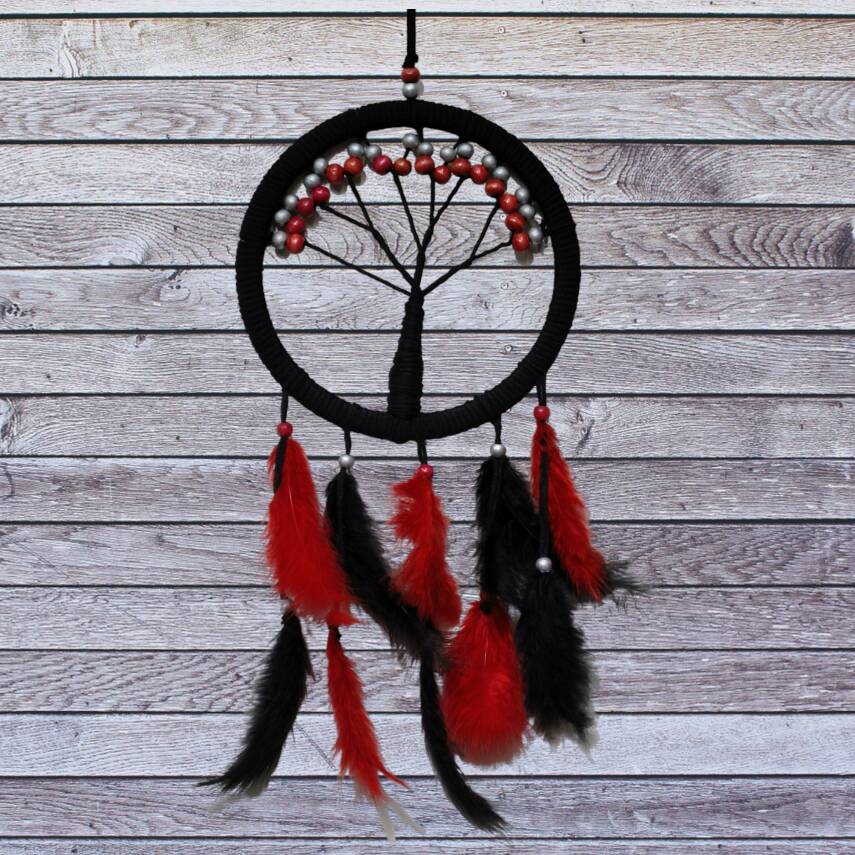 Siyah Kırmızı Hayat Ağacı Dream Catcher - 2