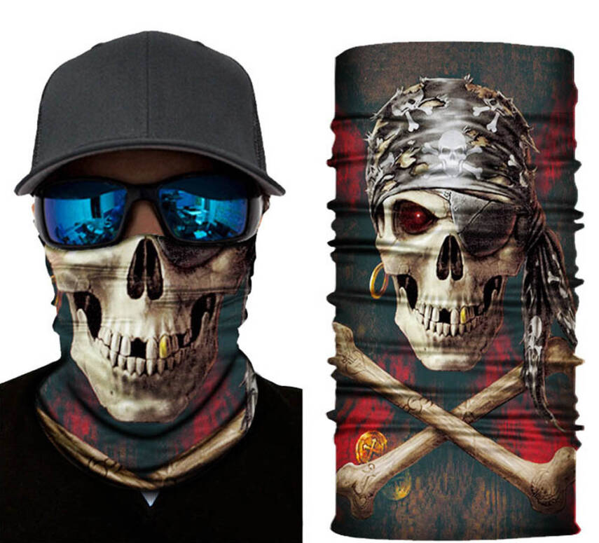 Siyah Korsan Kafatası Baskılı Buff Bandana 30x48 cm - 1