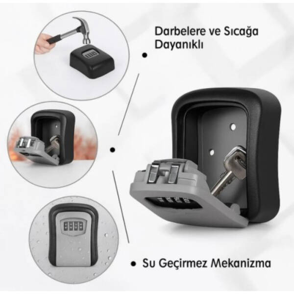 Siyah Şifreli Anahtar ve Eşya Saklama Güvenlik Kasası - 3