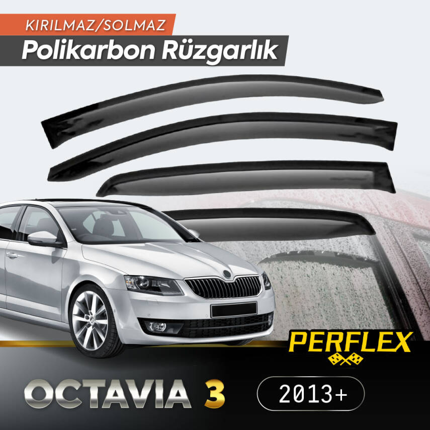 Skoda Octavia 3 2013+ Cam Rüzgarlığı V2 Düz - 1