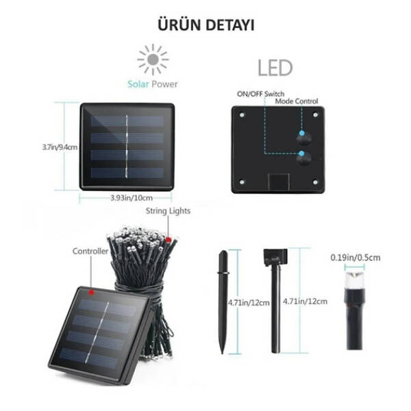 Solar 100 Ledli 12 Metre Bahçe Aydınlatma - 4