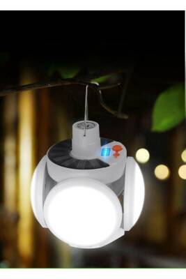 Solar Güneş Enerji Ve Usb Sarjlı 5 Kanatlı Bahçe Aydınlatma Led Askılı Pratik Kamp Lamba - 1