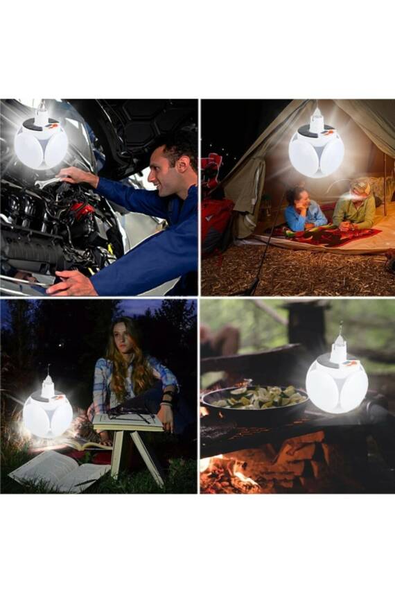 Solar Güneş Enerji Ve Usb Sarjlı 5 Kanatlı Bahçe Aydınlatma Led Askılı Pratik Kamp Lamba - 2