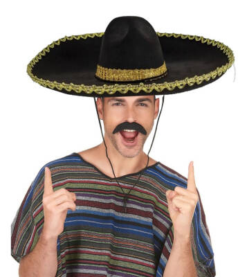 Sombrero Meksika Şapkası Altın Şeritli Yetişkin Boy - 4