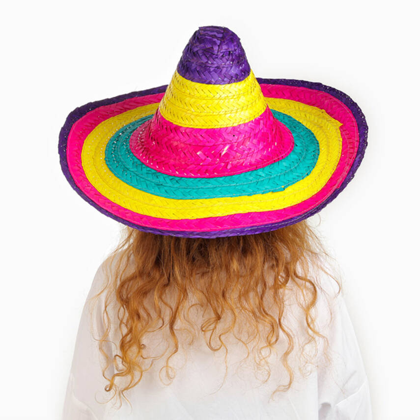 Sombrero Meksika Şapkası Renkli Örme Hasır Çocuk Boy - 2