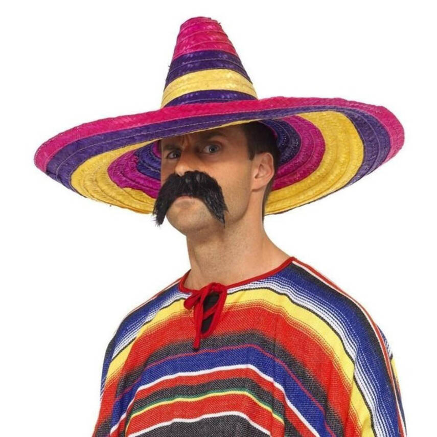 Sombrero Meksika Şapkası Renkli Örme Hasır Yetişkin Boy - 1