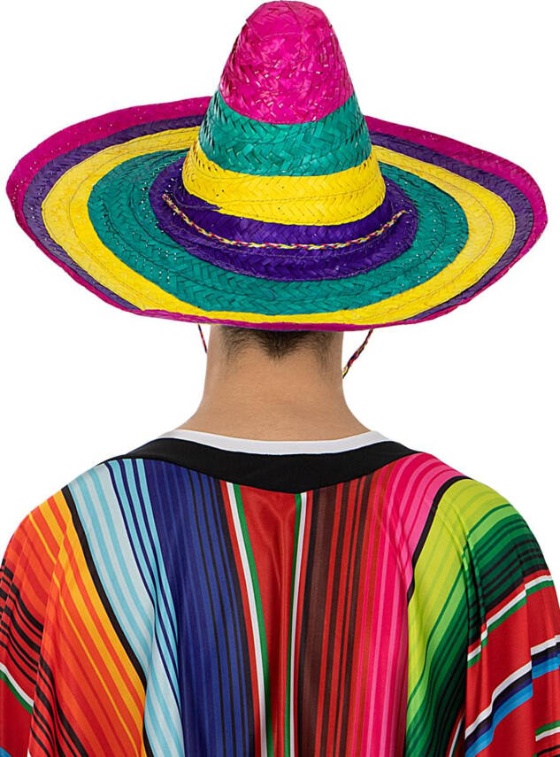 Sombrero Meksika Şapkası Renkli Örme Hasır Yetişkin Boy - 3