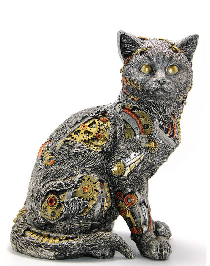 Steampunk Polyester Kedi Figürü Model 2 - 1
