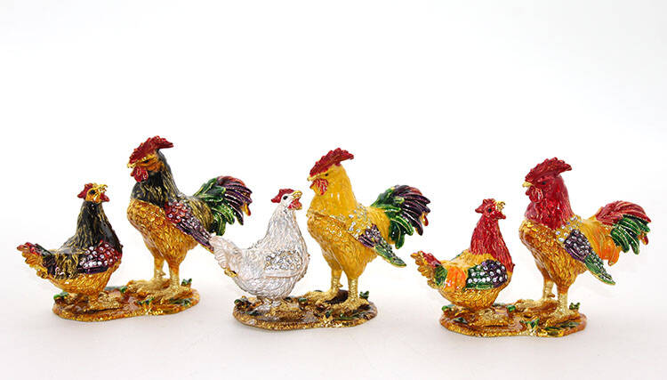 Swarovski Taşlı 2'li Tavuk Model 1 - 1