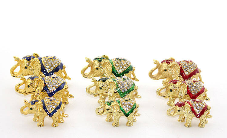 Swarovski Taşlı 3'lü Fil Figürü Model 1 - 1