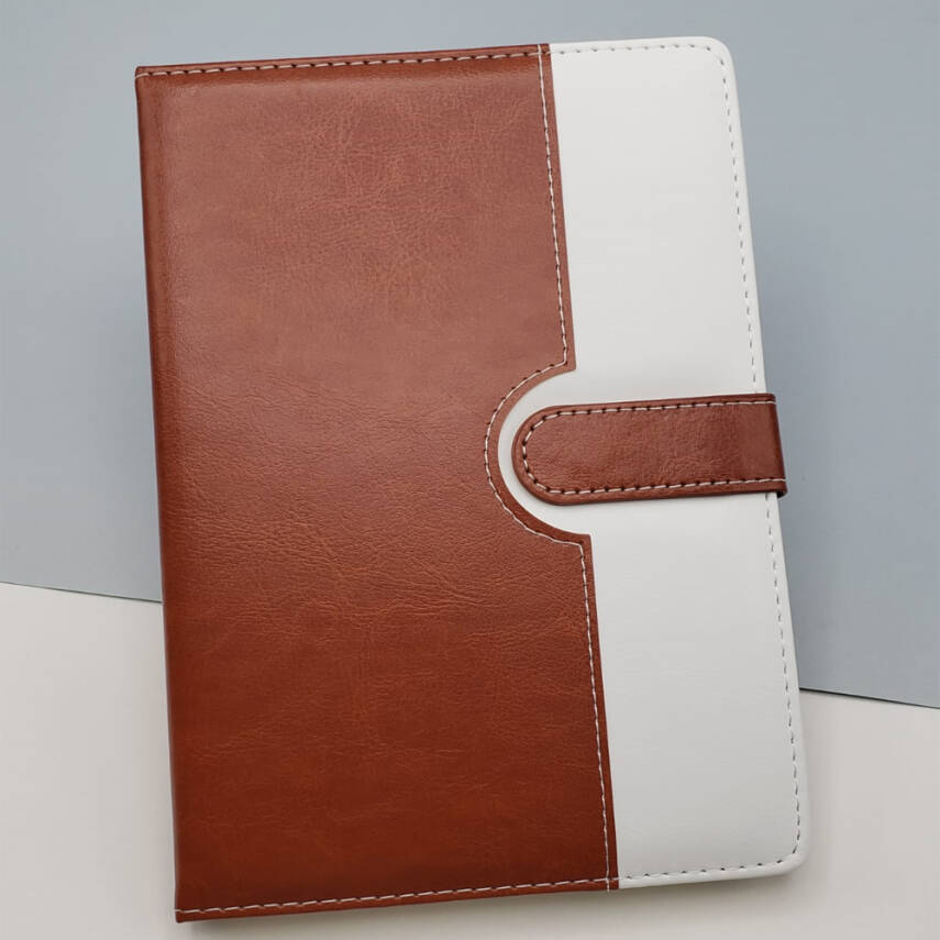 Tarihsiz Ajanda Defter Kahverengi Beyaz Renk - 1