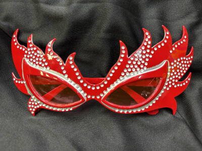 Taşlı Kırmızı Alev Parti Gözlüğü