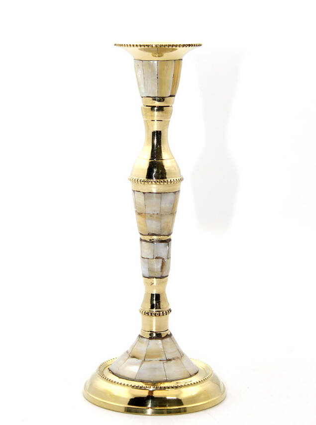 Tekli Pirinç Sedefli Şamdan Model 1 - 1