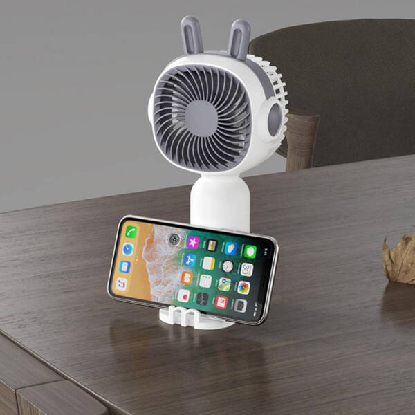 Telefon Tutuculu Şarjlı Mini El Fanı - 1