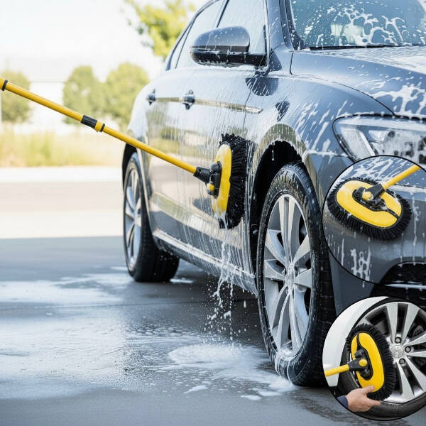 Teleskopik Saplı Kuru Islak Oto Yıkama Fırçası - 5