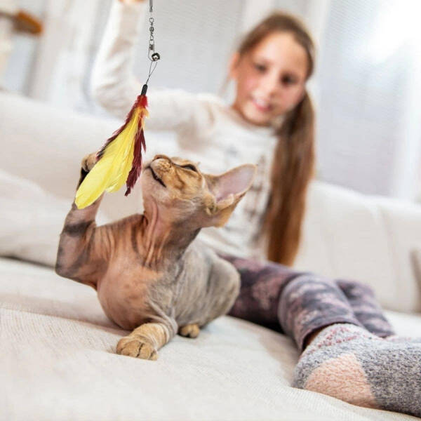 Teleskopik Zilli Ve Tüylü Kedi Oyuncağı - 4