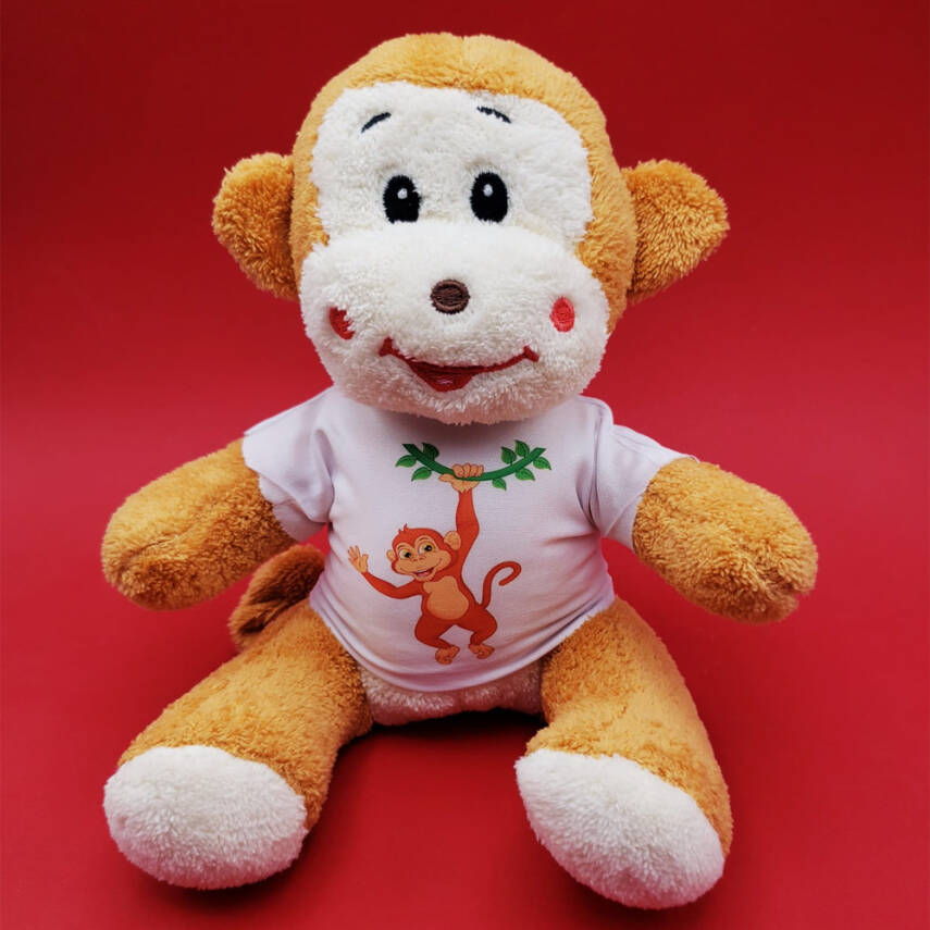 Tişörtlü Sevimli Peluş Maymun - 1