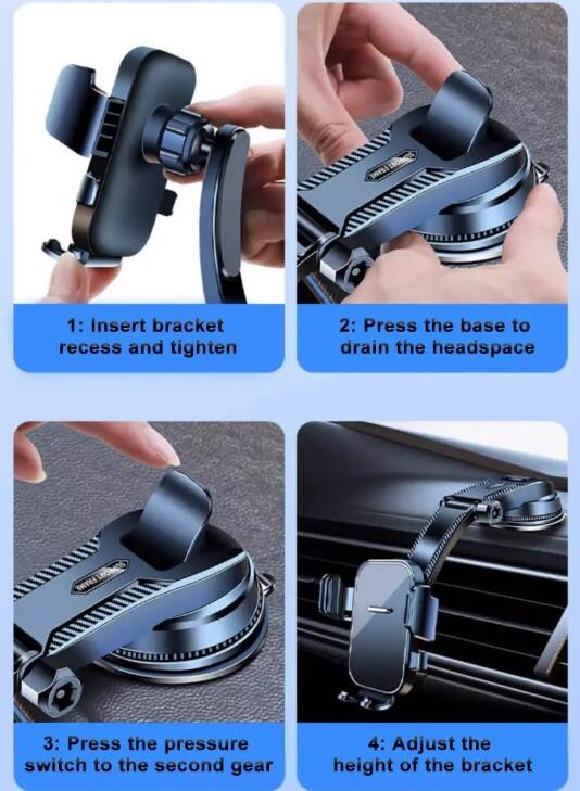 Torpido Üstü Vakumlu Araç Telefon Tutucu Ayarlanabilir Uzun Kollu - 4