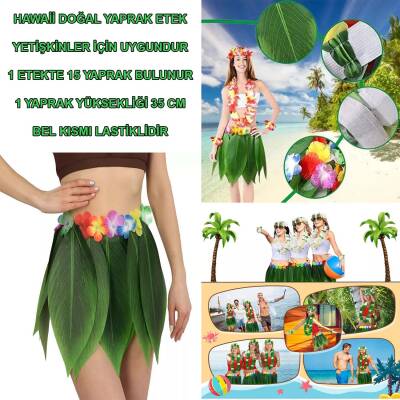 Tropikal Esintili Hawaii Yapraklı Parti Eteği Yetişkin Boy - 1