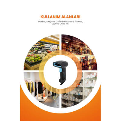 USB Kablolu 1D/2D Barkod &amp; Karekod Okuyucu - 4