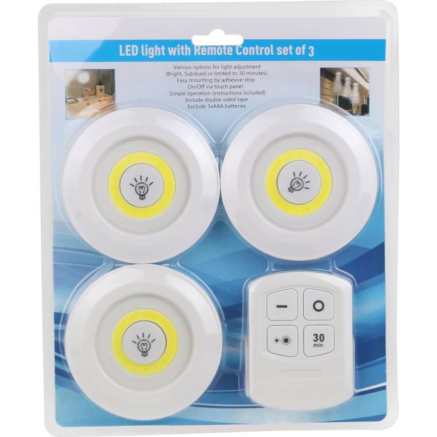 Uzaktan Kumandalı Yapışkanlı 3'lü Led Spot Lamba - 2