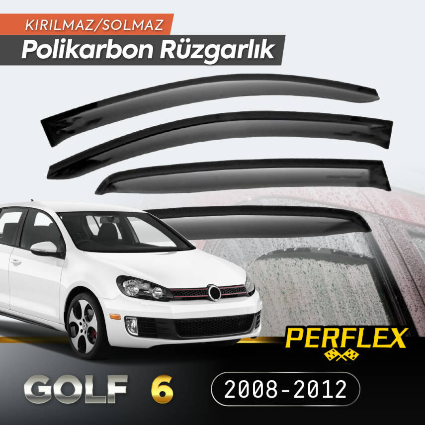 VW Golf 6 2008-2012 Cam Rüzgarlığı V2 Düz - 1