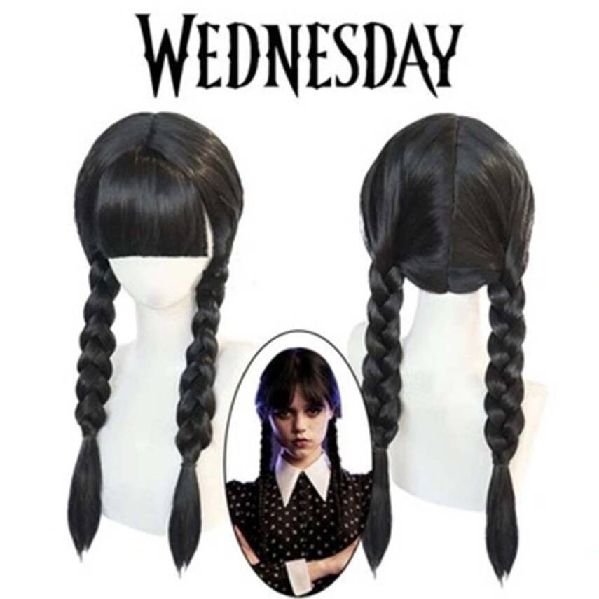 Wednesday Siyah Örgülü Peruk - 2